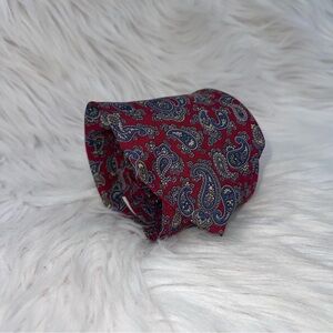 Vintage Keys & Lockwood 100% Silk Tie Red & Blue Paisley Pattern